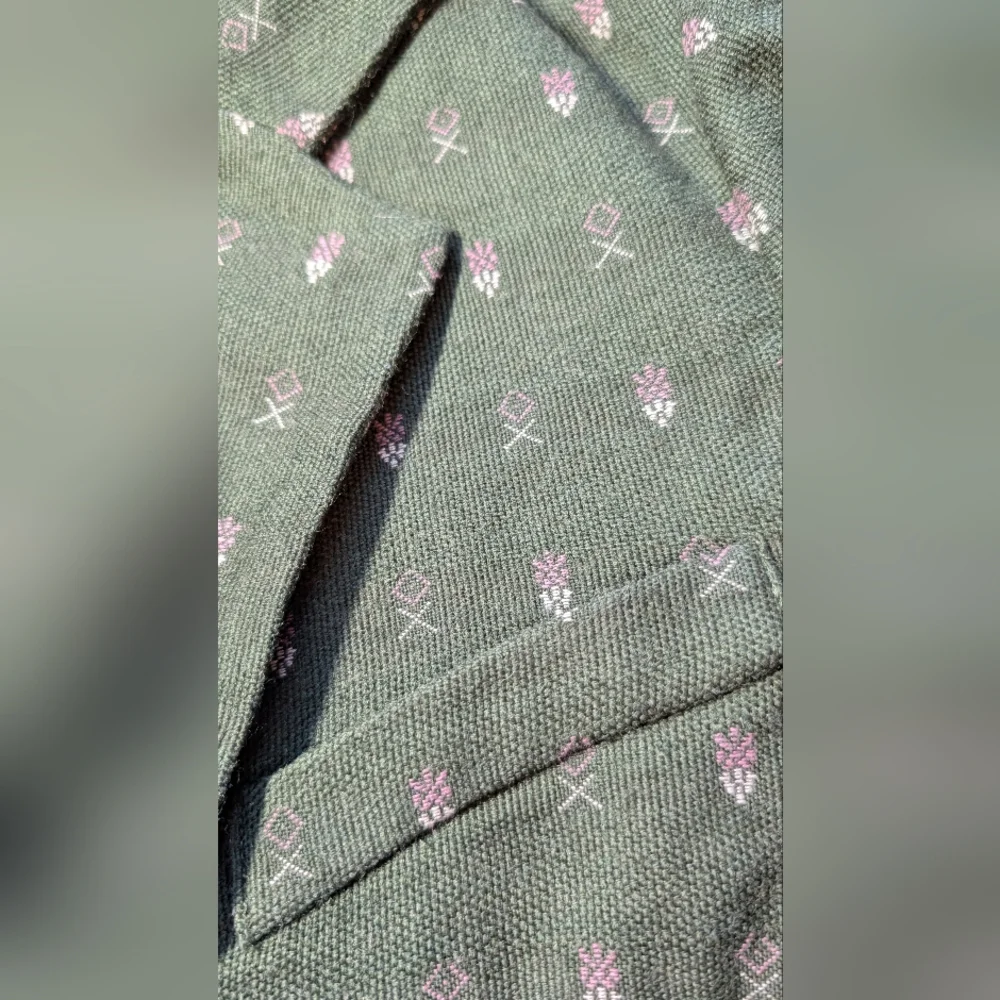 Anthropologie Mädchen Blazer, Women's Size M, Green Wool With Pink Accents - Picture 8 of 11